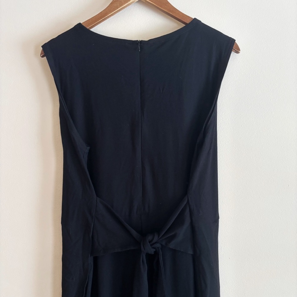 Eileen Fisher Black Wide Leg Sleeveless Crepe Jumpsuit Large Minimalist - Picture 5 of 8